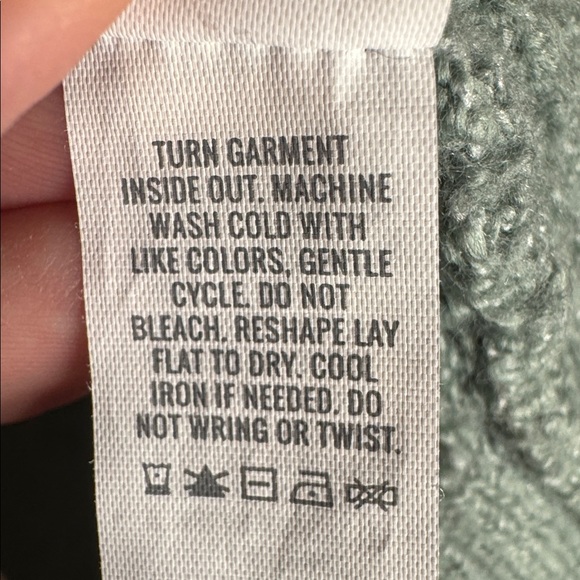 Aerie Green Waffle Knit Hoodie Cozy Pullover Size XS Oversized - Picture 8 of 9